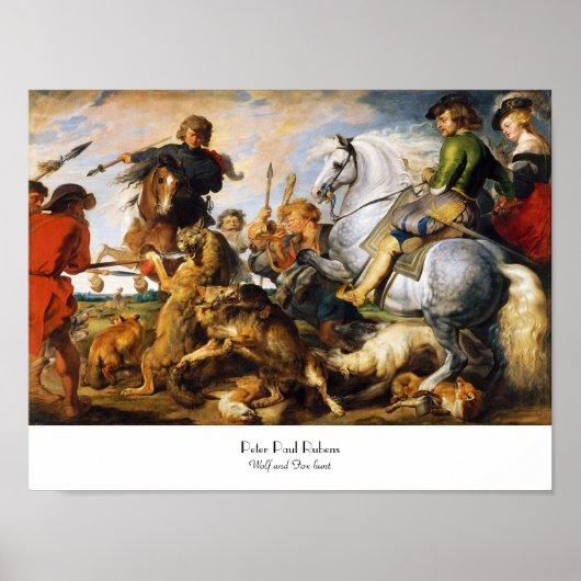 Wolf and Fox hunt Peter Paul Rubens masterpiece Poster (Vorne)
