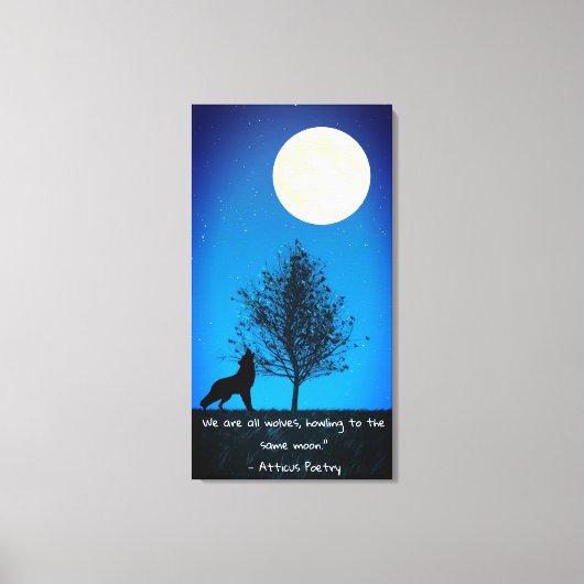 Wolf and Full Moon Canvas Wall Art Leinwanddruck (Vorderseite)