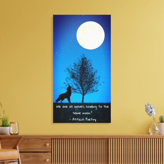 Wolf and Full Moon Canvas Wall Art Leinwanddruck (Insitu (Wohnzimmer))