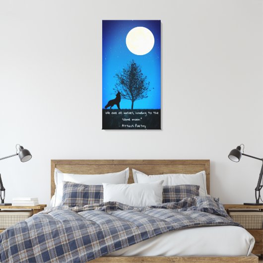 Wolf and Full Moon Canvas Wall Art Leinwanddruck (Insitu (Schlafzimmer))