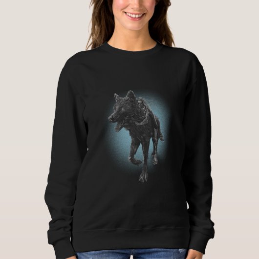 Wolf and girl painting cute sweatshirt (Vorderseite)