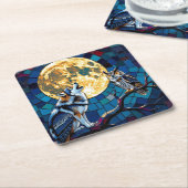 Wolf and Owl Mosaic Art Rechteckiger Pappuntersetzer (angewinkelt)