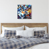 Wolf and Owl Vibrant and Colorful Leinwanddruck (Insitu (Schlafzimmer))