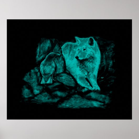 Wolf and Raven in the Night Poster (Vorne)