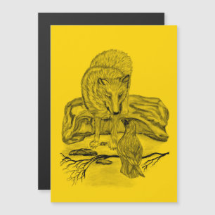 Wolf and Raven - Schwarz-Gelb-Designkarte Magnetkarte