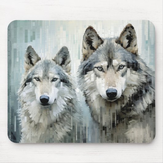 Wolf Animal Art Decor Paint Mosaic Mousepad (Vorne)