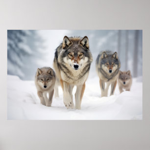Wolf Animal Family Wandering Nature Out Poster