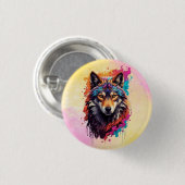 Wolf Animal Logo Design-87694 Button (Vorne & Hinten)