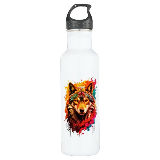Wolf Animal Logo Design-87694 Edelstahlflasche (Vorderseite)