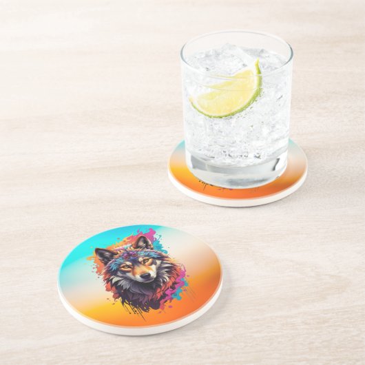 Wolf Animal Logo Design-87694 Getränkeuntersetzer (Seite)