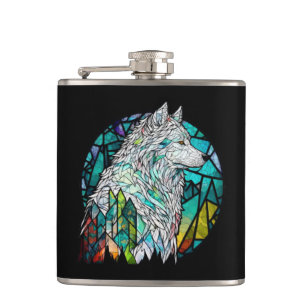 Wolf Animal Portrait Gestaltete Glass Wildlife For Flachmann