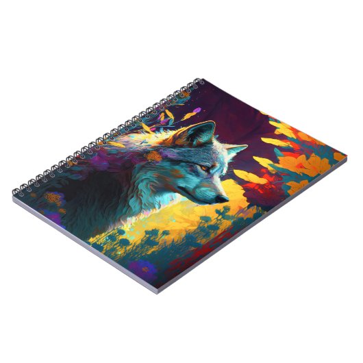 Wolf Animal Portrait Painting Wildlife Outdoor Notizblock (Linke Seite)