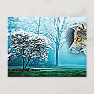 Wolf Animal Spirit Forest Landschaft Abstrakte Kun Postkarte
