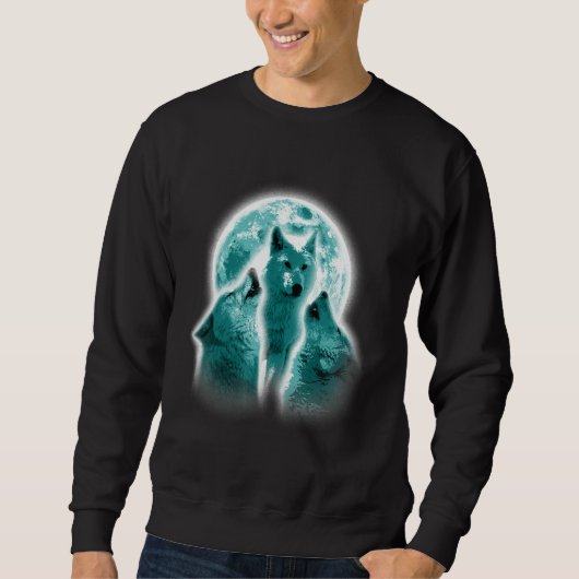 Wolf Animals Howls Moon Print Animal Lovers Wolf Sweatshirt (Vorderseite)