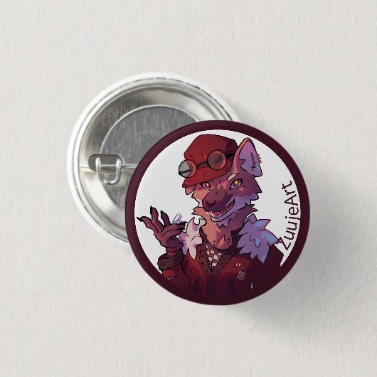 Wolf anime, cartoon button (Vorne & Hinten)
