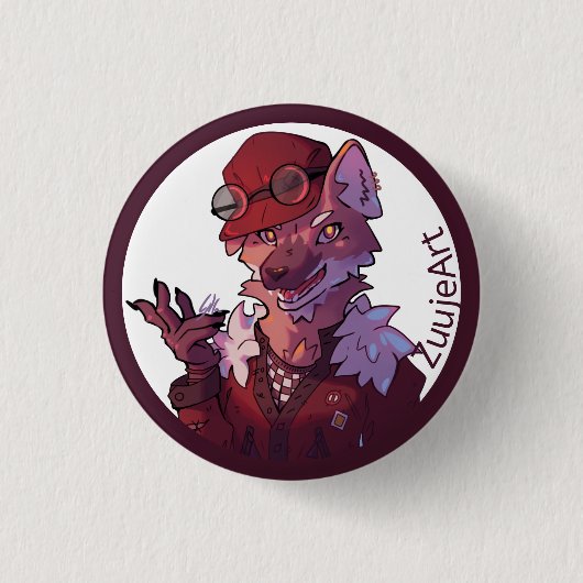 Wolf anime, cartoon button (Vorderseite)
