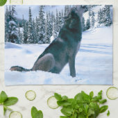 Wolf-Anruf Handtuch (Gefaltet)