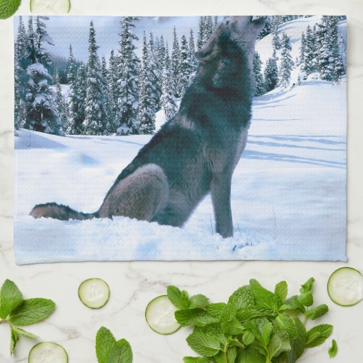 Wolf-Anruf Handtuch (Gefaltet)