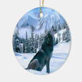 Wolf-Anruf Keramikornament (Links)
