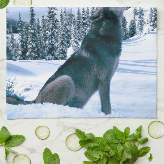 Wolf-Anruf Küchentuch (Gefaltet)