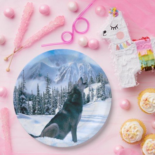 Wolf-Anruf Pappteller (Party)