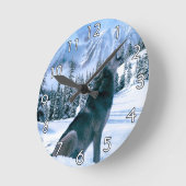 Wolf-Anruf Runde Wanduhr (Winkel)