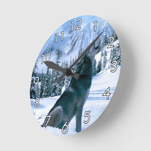 Wolf-Anruf Runde Wanduhr (Winkel)