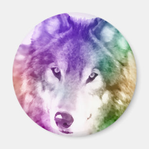 Wolf-Anstarren-Kunst Magnet