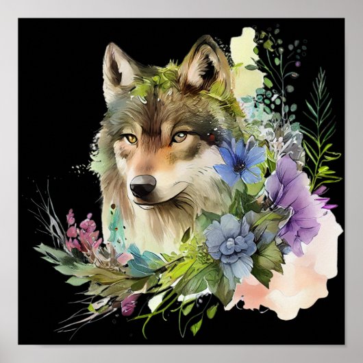 WOLF Aquarell Poster (Vorne)