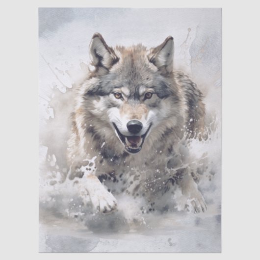Wolf Aquarell Seidenpapier (Vorderseite)