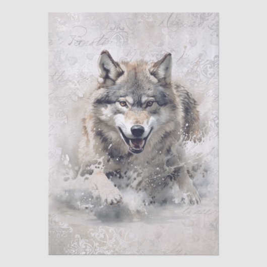 Wolf-Aquarell Seidenpapier (Vorderseite)