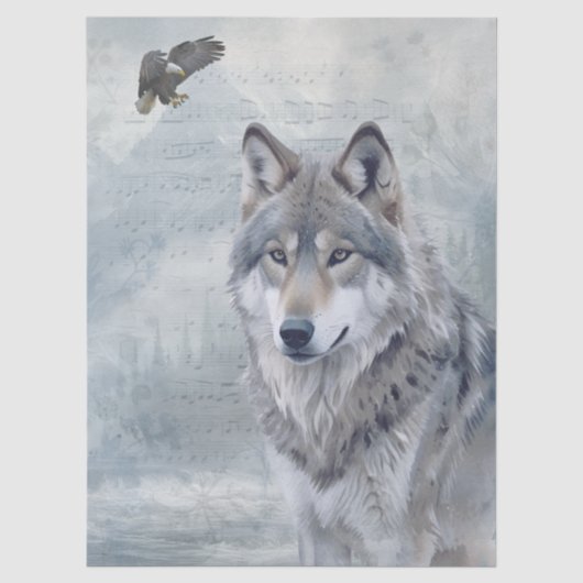 Wolf-Aquarell Seidenpapier (Vorderseite)