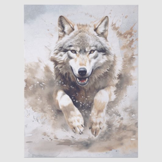 Wolf-Aquarell Seidenpapier (Vorderseite)