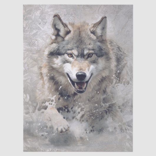 Wolf-Aquarell Seidenpapier (Vorderseite)