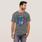 Wolf Art Colourful Animal Motif Artwork Wolf funny T-Shirt (Vorne ganz)