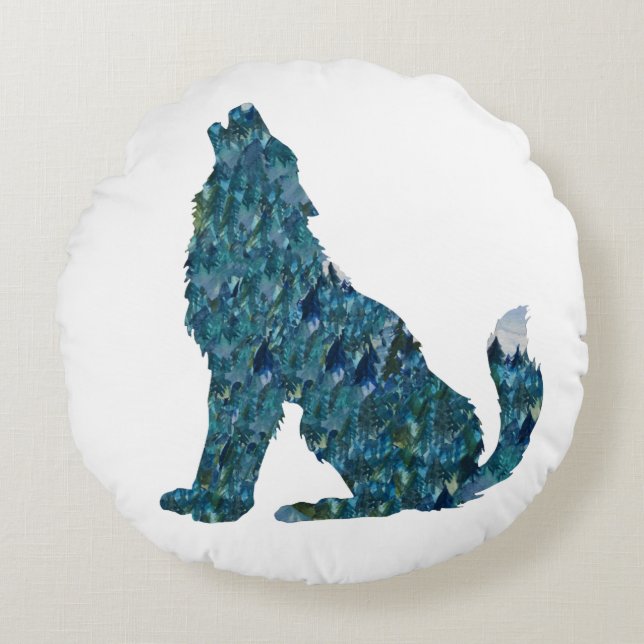 Wolf Art cushion Rundes Kissen (Vorderseite)