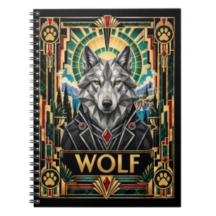 Wolf, Art Deco-Wildtiere Notizblock
