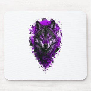Wolf Art - Lila Aufkleber Mousepad