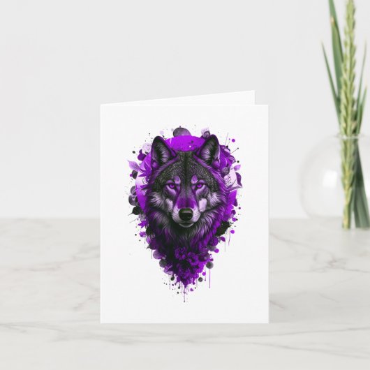 Wolf Art - Lila Sticker Karte (Vorderseite)