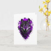 Wolf Art - Lila Sticker Karte (Gelbe Blume)