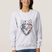 Wolf Art mit American Flag Sonnenbrille Sweatshirt (Vorderseite)