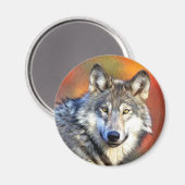 Wolf Art Painting Magnet (Vorderseite/Rückseite)