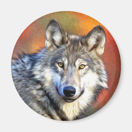 Wolf Art Painting Magnet (Vorne)