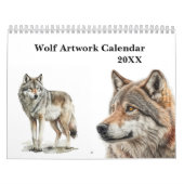 Wolf Art Pencil Wassercolor Portrait Woodland Kalender (Titelbild)