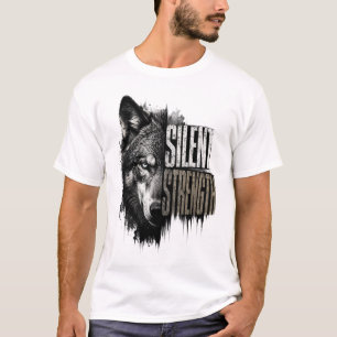Wolf Art T-Shirt Stille Stärke Lone Wolf Vin