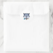 Wolf at Darts with Dart Runder Aufkleber (Tasche)