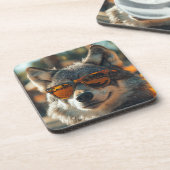 Wolf at the beach getränkeuntersetzer (Linke Seite)