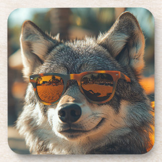 Wolf at the beach getränkeuntersetzer