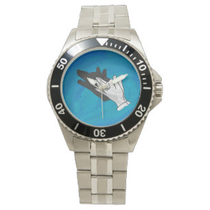 Wolf auf Blau Armbanduhr