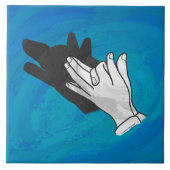 Wolf auf Blau Fliese (Vorderseite)